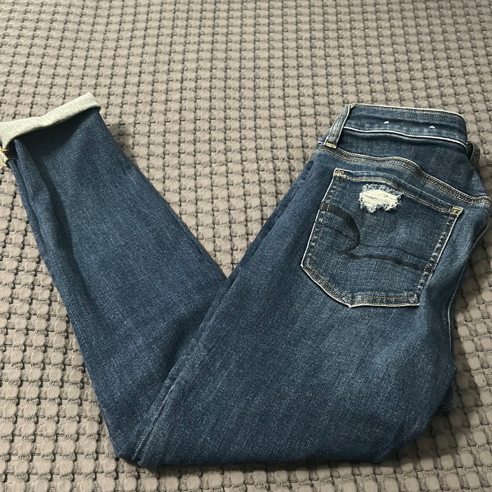 Lined distressed jeans